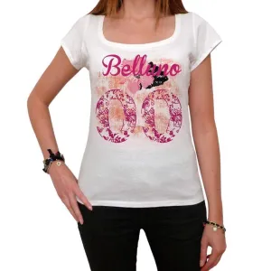 00, Belluno, City With Number, Women's Short Sleeve Round White T-shirt 00008