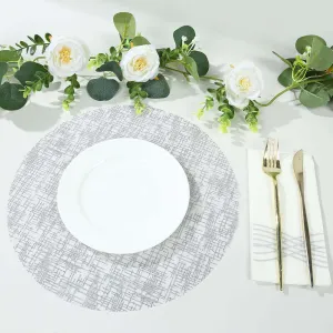 10 Pack Metallic Silver Glitter Mesh Round Table Mats, 13" Polyester Dining Placemats