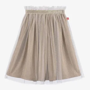 Billieblush Girls White & Gold Glitter Tulle Skirt