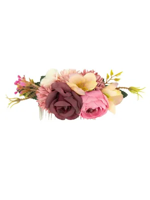 Bouquet Vintage Style Flower Comb - Pink