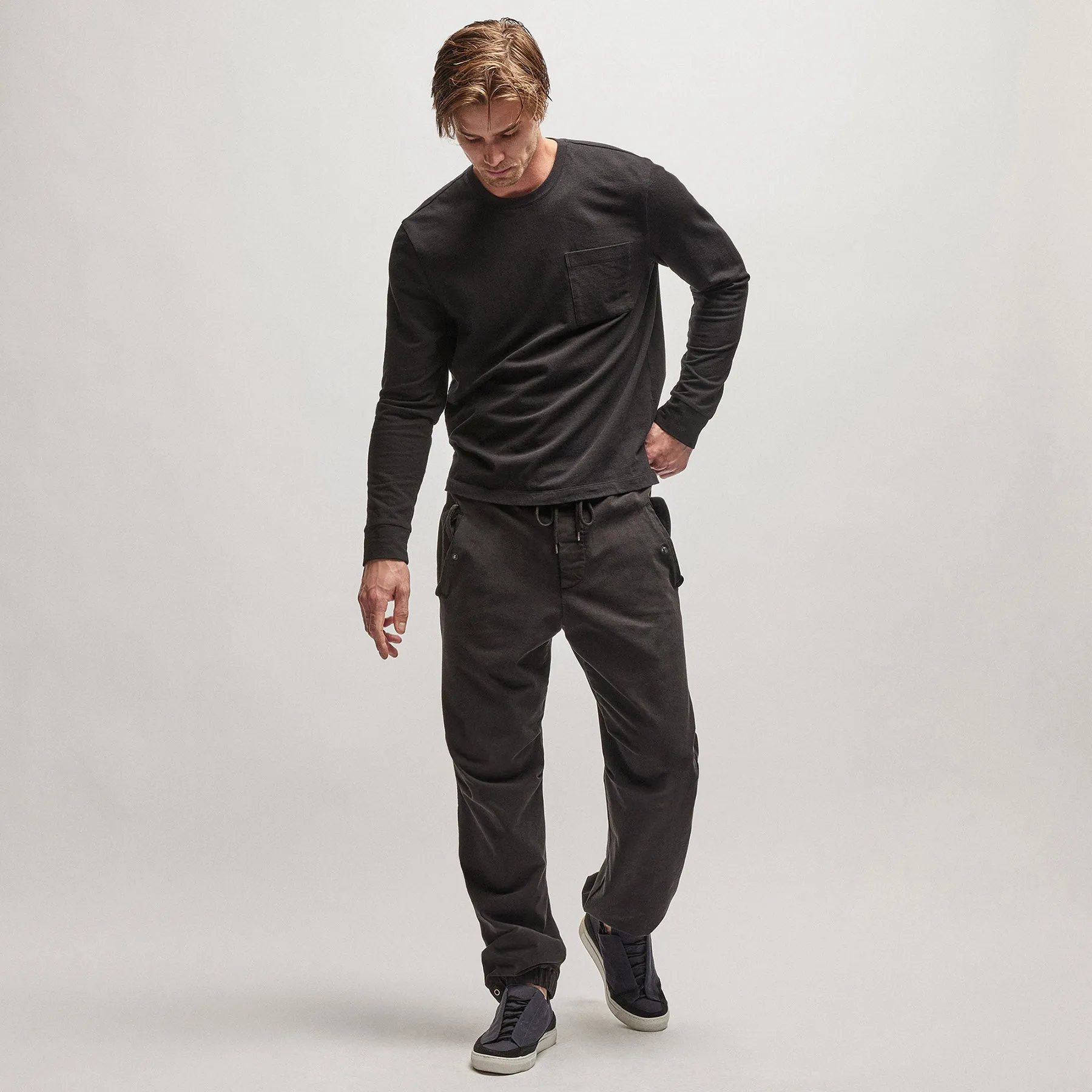 Cotton Terry Flight Pant - Black