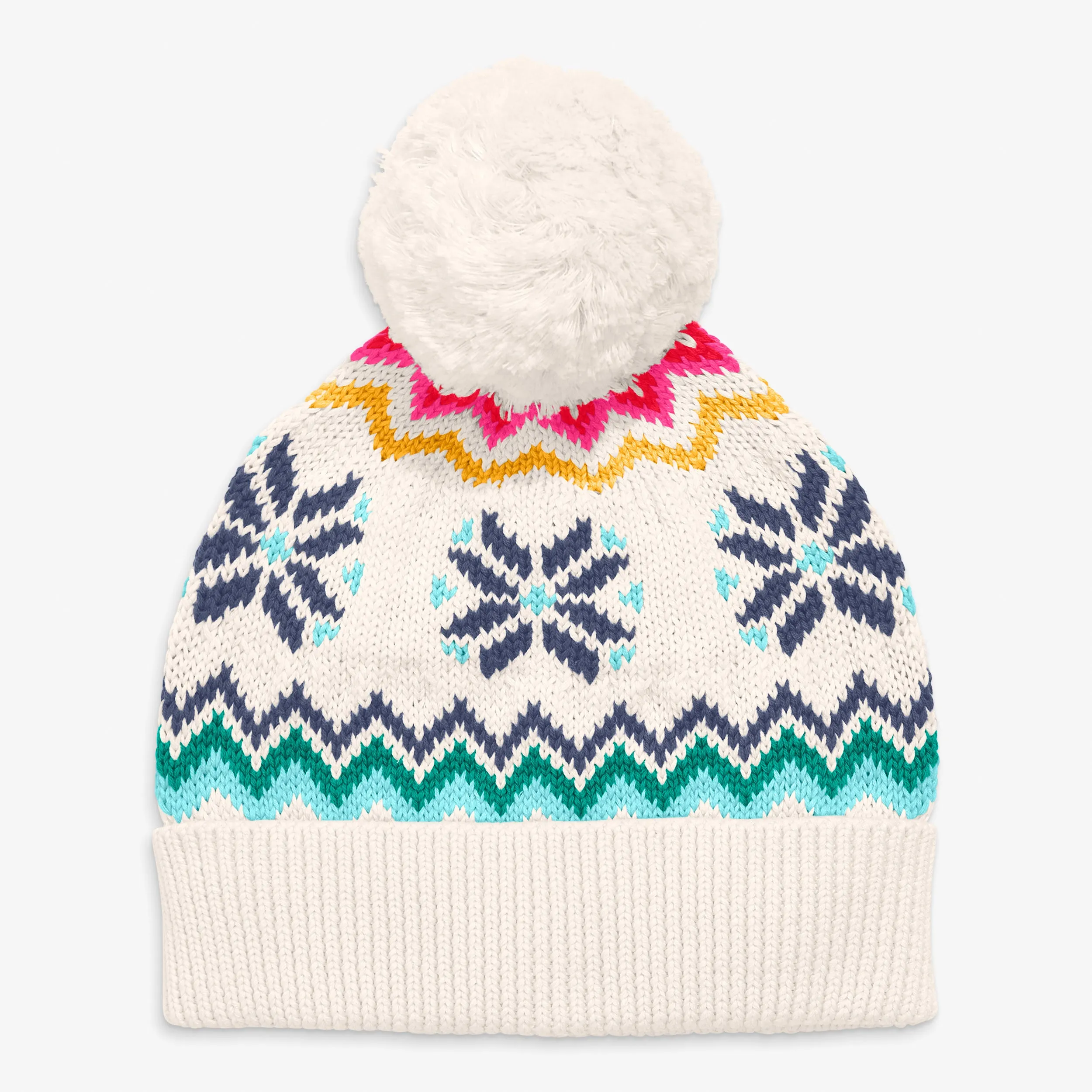 Kids rainbow snowflake fair isle beanie