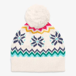 Kids rainbow snowflake fair isle beanie