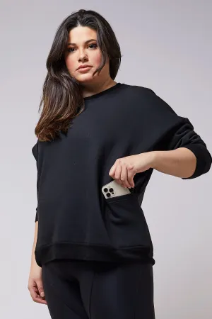 Relaxed Fit Sweatshirt With Pockets Black