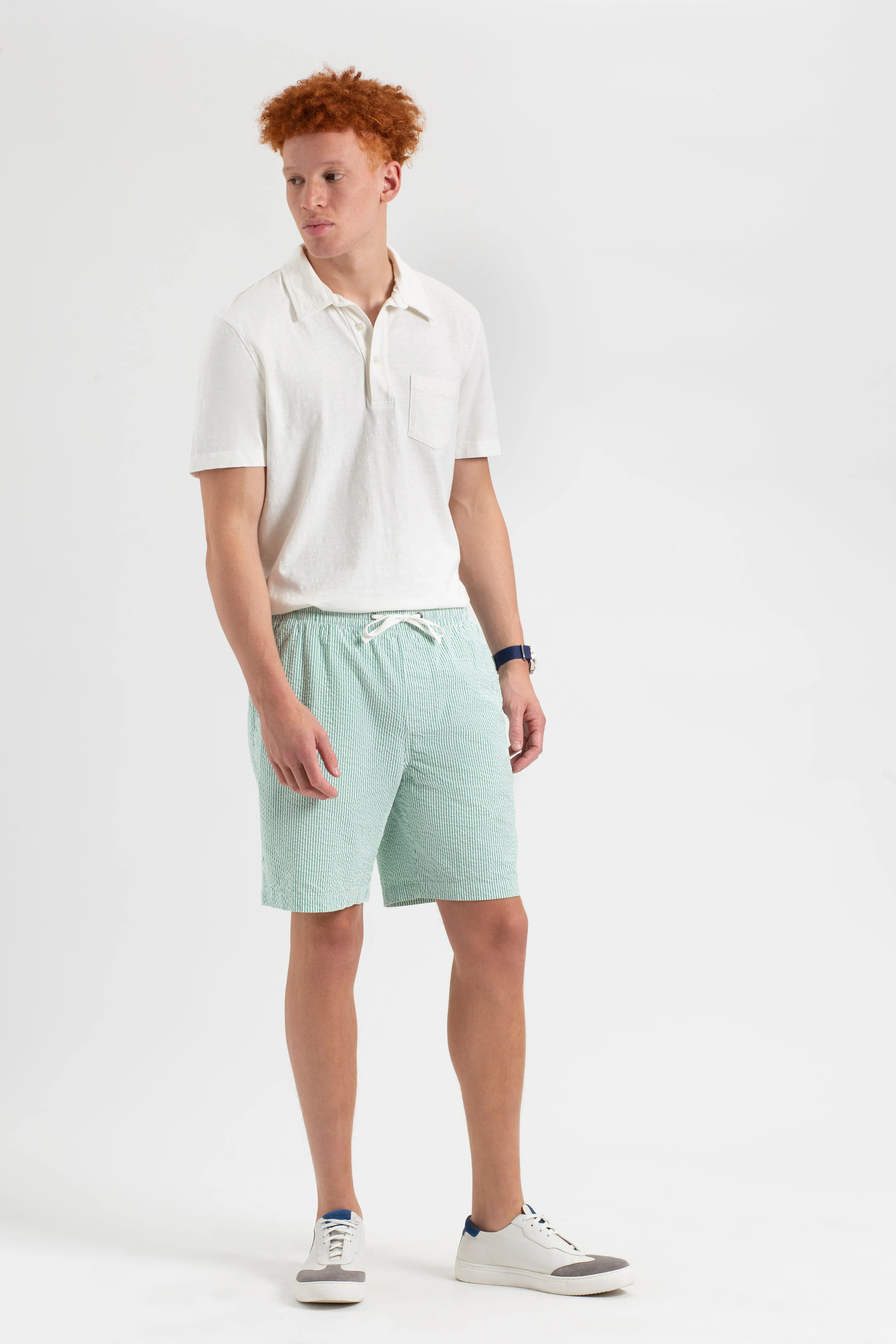 Seersucker Bengal Stripe Short - Green