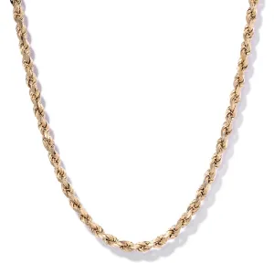 Solid Yellow Gold Rope Chain - 3mm