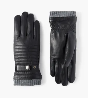 Top Stitched Leather Knit Cuff Glove