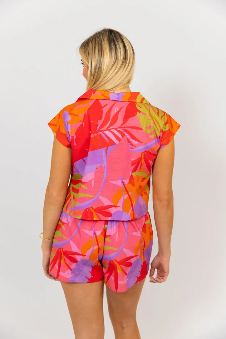 Tropical Palm Vneck Top